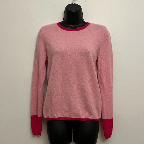 Kier + J Pink Cashmere Crewneck Sweater, Size Medium - Picture 1 of 8